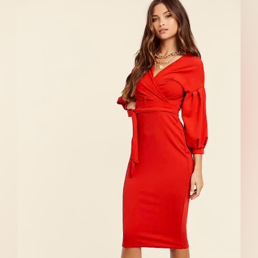 Bebe Vibrant Red Midi Dress